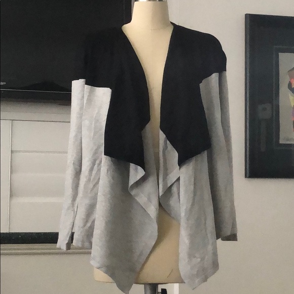 Black Grey Colorblock Drapefront Cardigan - Picture 4 of 4